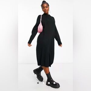 Monki oversized sweater dress in black knit Medium NWT